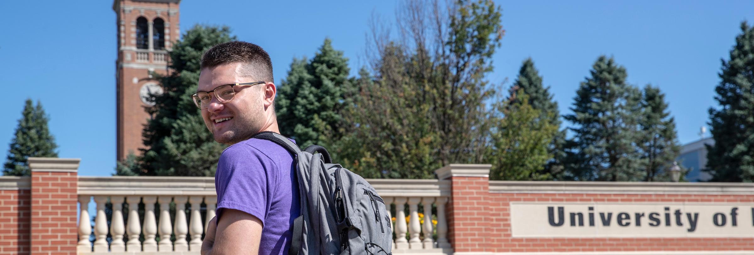 Student walking on campus